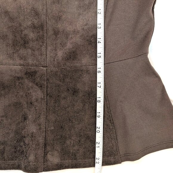 BCBGMAXAZRIA | Brown Denna Faux Suede Corset Style Peplum Top Brown | Size Small - Picture 11 of 11